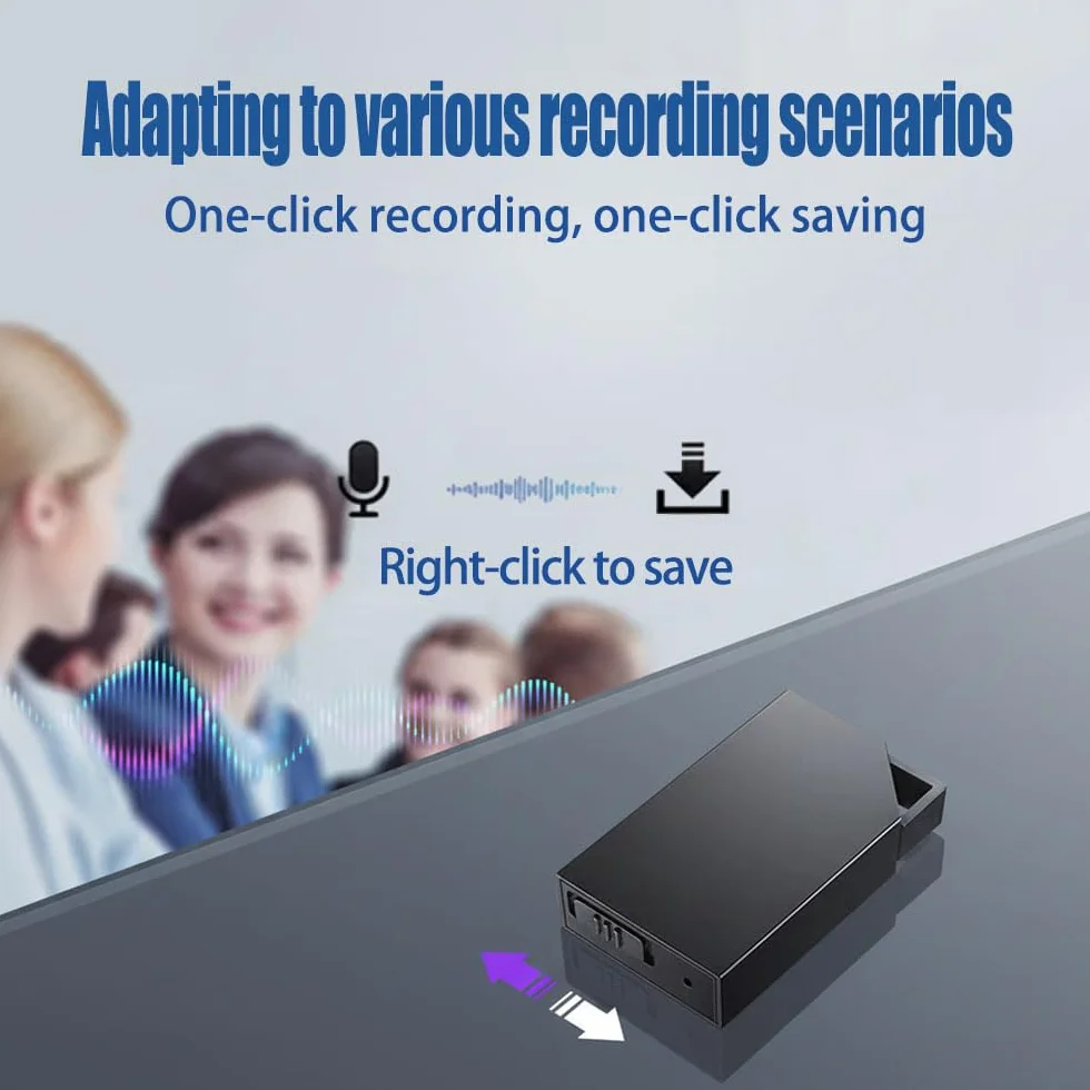 Grabadora de Voz Espia 64GB Recargable por USB Activación por Voz Mini Oculta