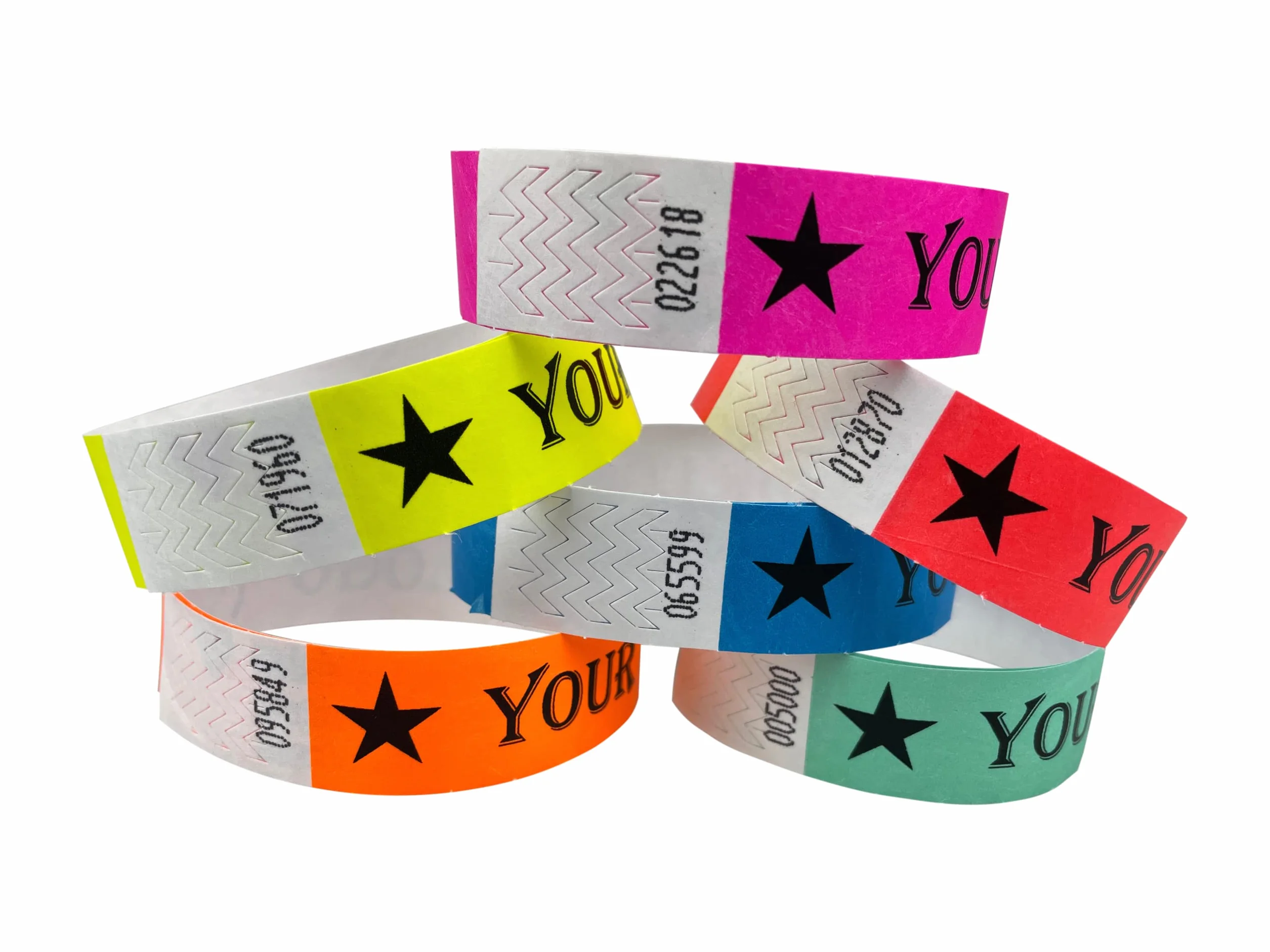 Pulseras de Tyvek Naranja Neón Personalizadas para Eventos con Texto o Logo