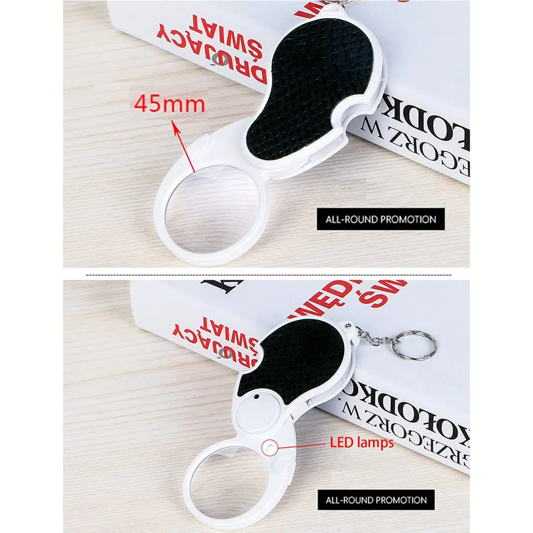 CanEve 2 PCS 40X Mini Lupa LED Lupa de Bolsillo Plegable con luz Lupa con protección giratoria for Lectura Joyeros Inspección Joyas Monedas Hobby TB Lupa (Color : B)