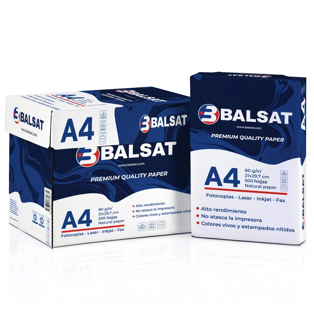 BALSAT Folios DIN A4 80 gramos, 500 hojas, Paquete de 500 Unidades - Papel de Oficina (2500)