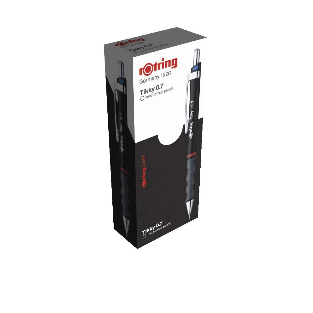 rOtring Tikky Lápices mecánicos con código de colores | 0,7 mm | Cuerpo negro | 12 unidades
