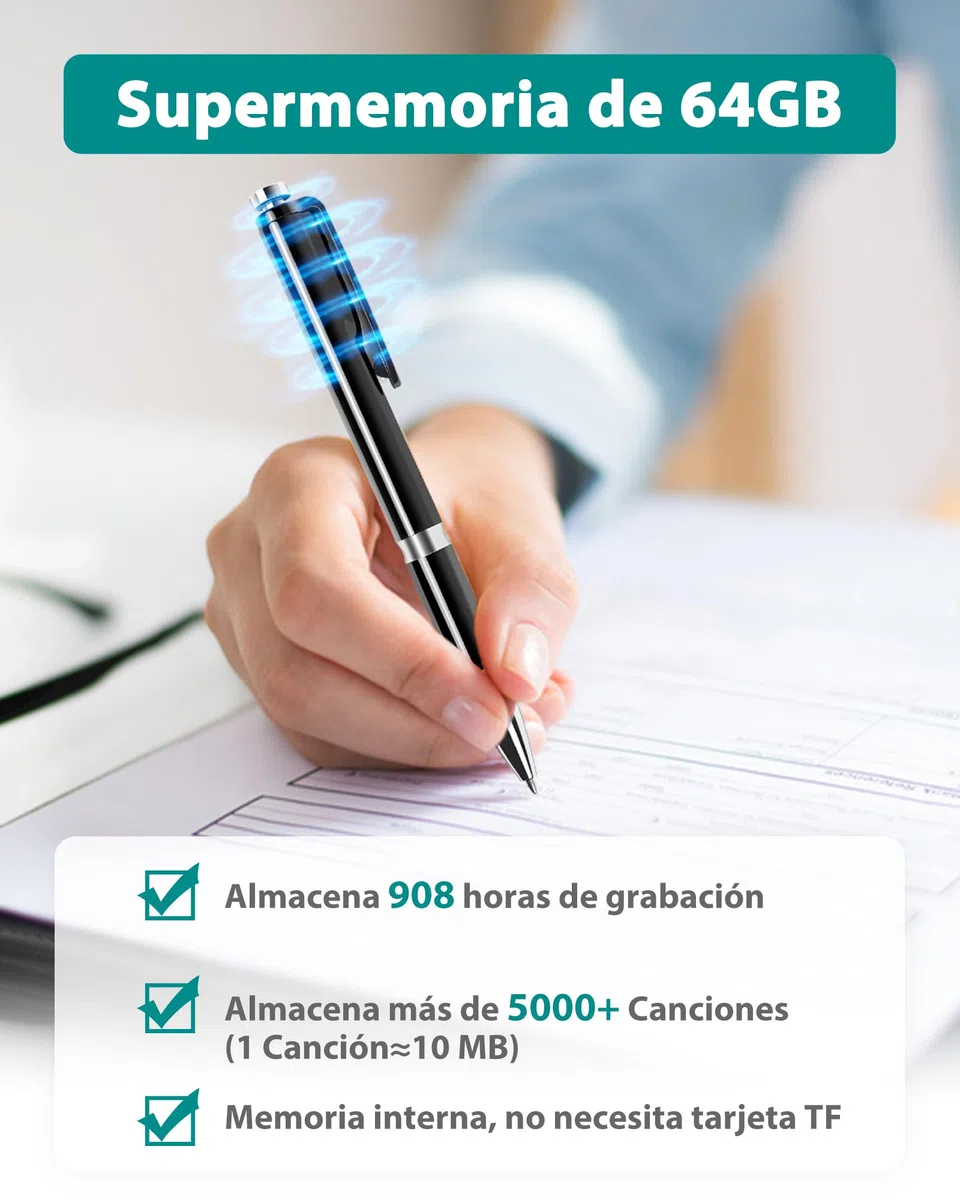 58GB Grabadora de Voz, Grabadora Voz Activada por Voz con Capacidad de Grabación de 900 Horas, Grabadora Digital para Reuniones Clases