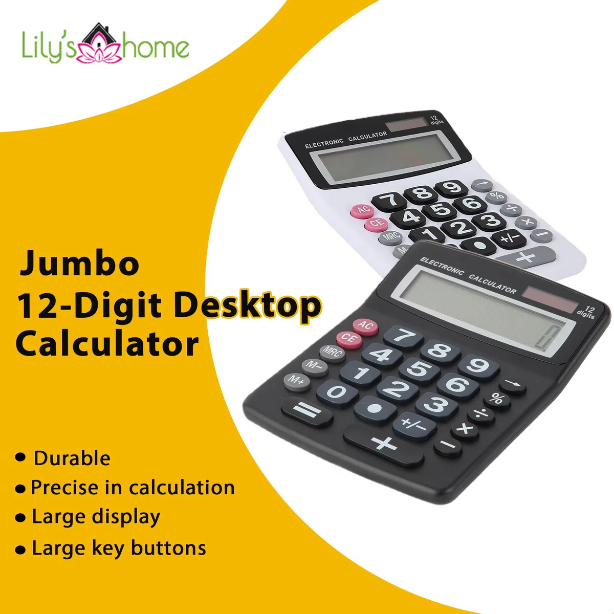 Lily's Home Jumbo - Calculadora de Escritorio de 12 dígitos