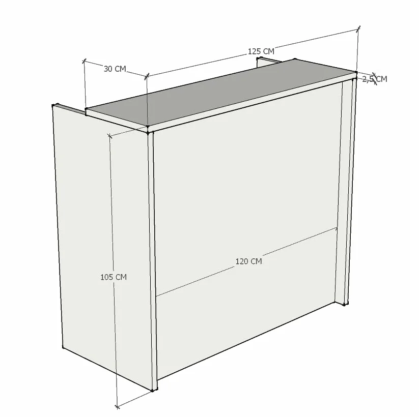 MOSTRADOR de Recepción y Oficina. Fácil Montaje. Laminado con Frontal Color Blanco DE 25mm DE Grosor. Fabricado EN ESPAÑA. Envio a Toda la Peninsula. (125x105x50 cm)
