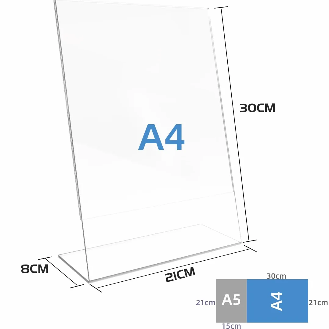 Expositor Metacrilato Transparente A4, Soporte de Escritorio, Porta Precio para Oficinas Comercios (12 Piezas)