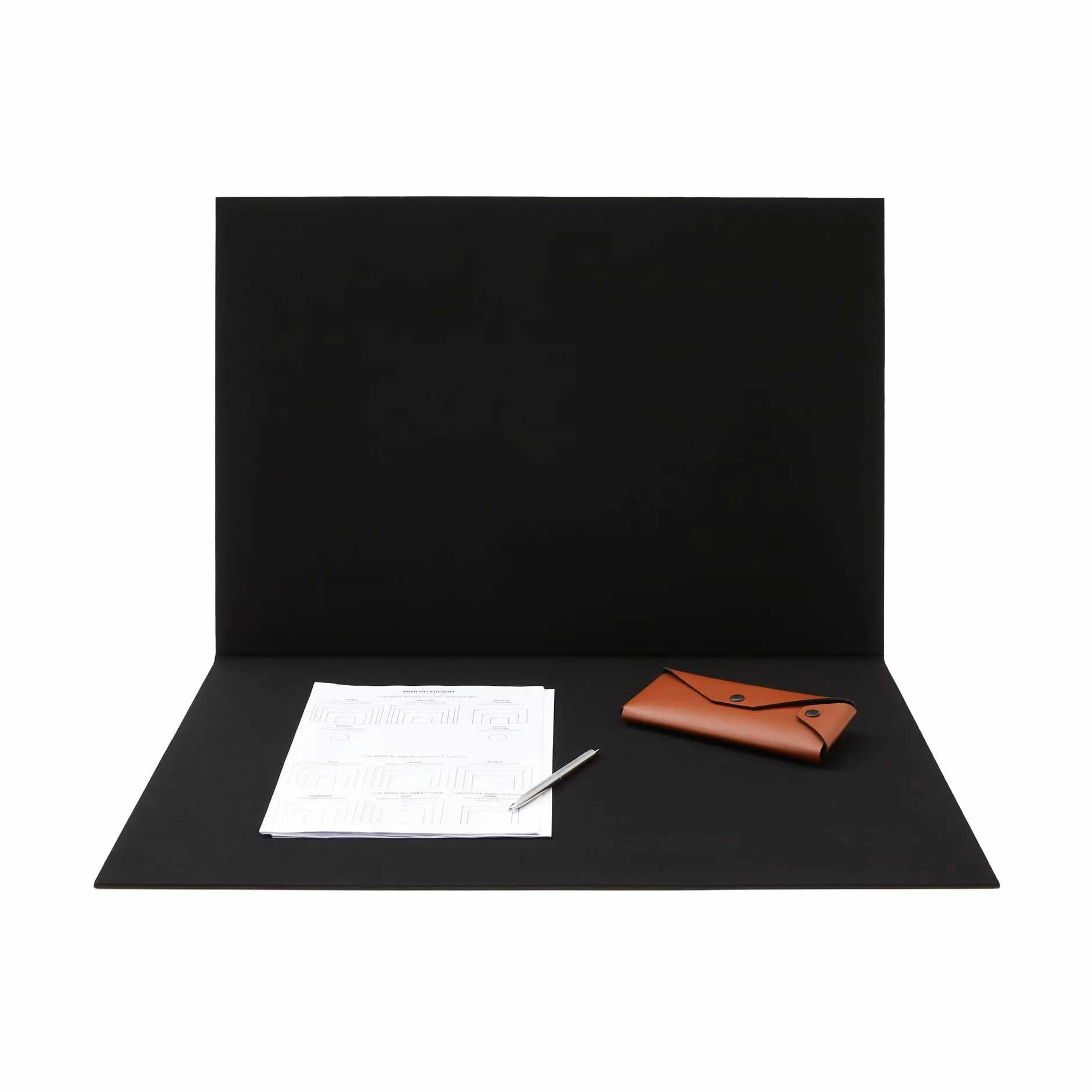 Eglooh - Gemini - Protector Mesa Escritorio Plegable en Cuero Marrón Naranja cm 65x45 - Estructura Interna en Aluminio, Parte Interior en Suave Tejido Negro, Costuras Artesanal - Made in Italy
