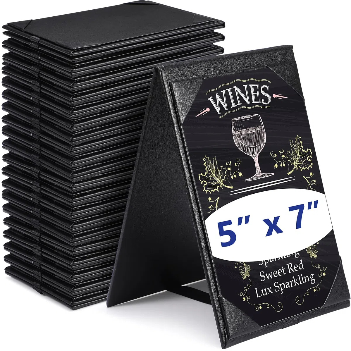 Gerrii - Carpas de mesa (20 unidades, piel sintética, con marco de doble cara, para menú, restaurante, cafetería, bar, boda, bebidas, postres, 12,7 x 17,8 cm)