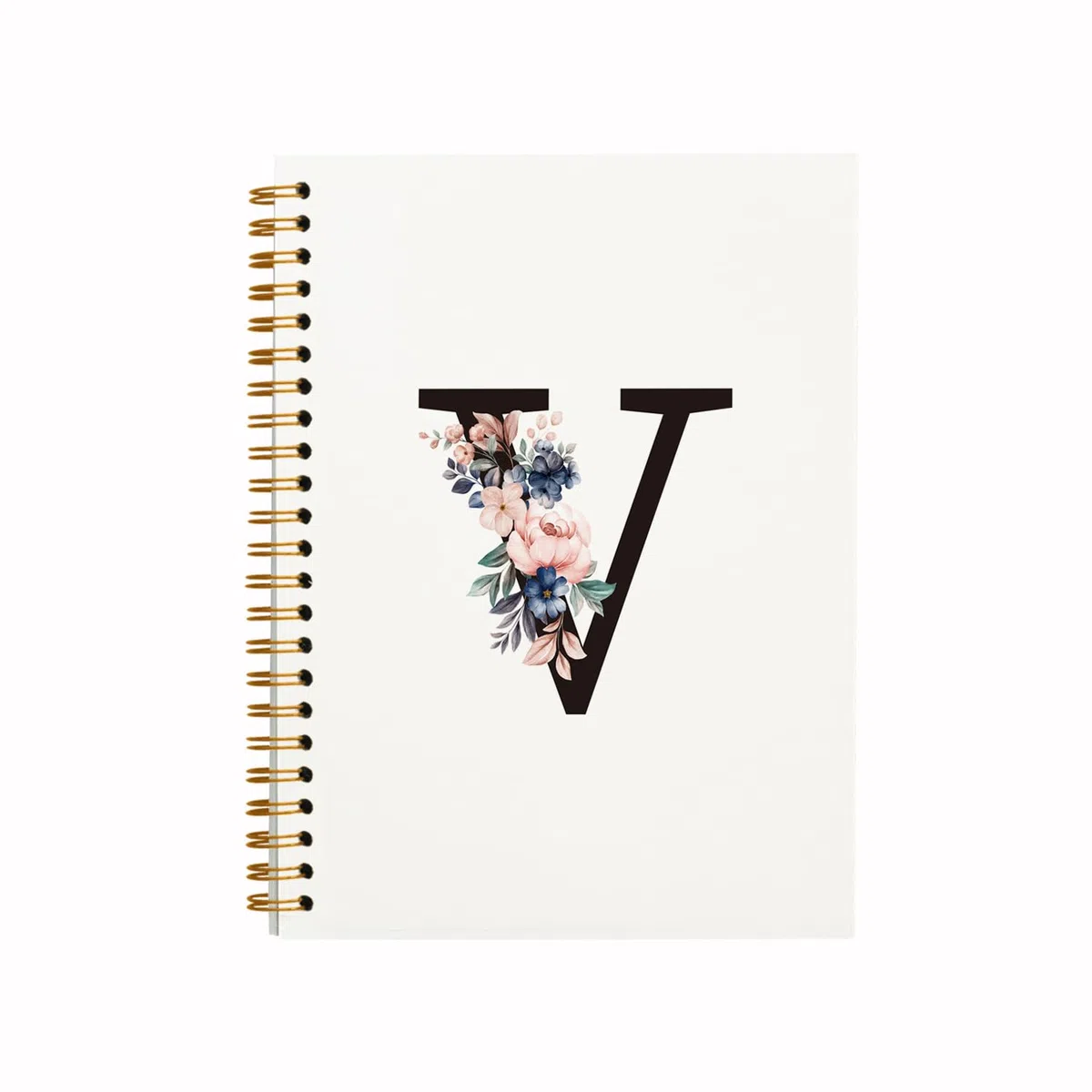 QUICQOD Cuaderno en espiral, cuaderno de letra V, cuadernos de lectura inicial, regalos de monograma, cuaderno en espiral de tapa dura de 5.5 x 8.3 pulgadas