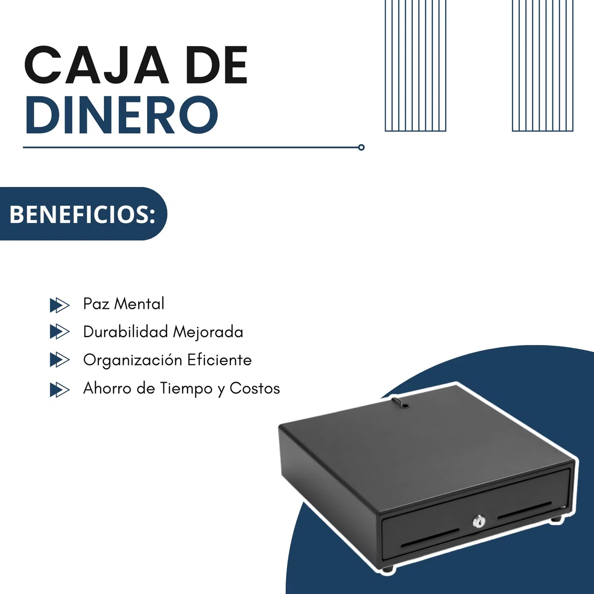 BALSAT | Cajón Portamonedas 410x114x415mm | Caja Registradora Negocio | Organizador Monedas y Billetes |Cajón Dinero automático yManual Negro | Organizador Efectivo | Con llave | Bandeja portamonedas