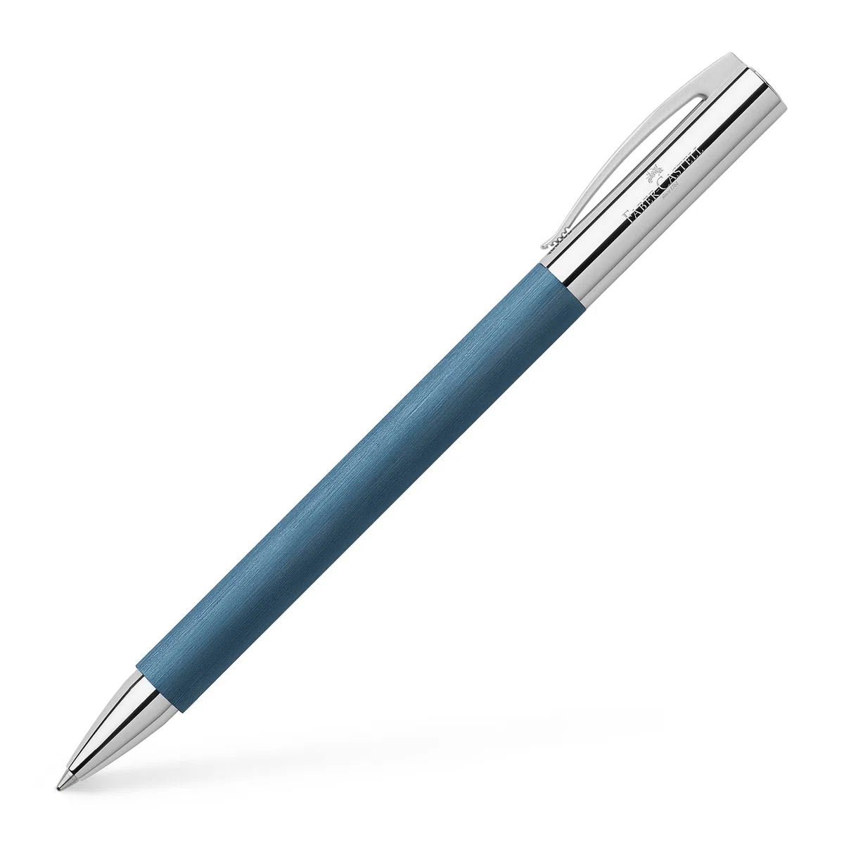 Faber-Castell Ambition 147145 - Bolígrafo de punta redonda (resina inoxidable, tinta indeleble, 0,5 mm), color azul