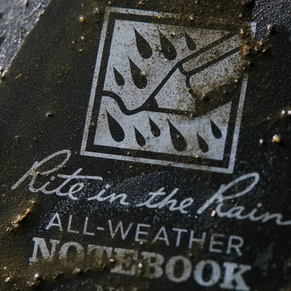 Rite in the Rain Cuaderno de espiral superior resistente a la intemperie, 7,6 x 12,7 cm, cubierta negra, patrón universal, paquete de 3 (Nº 735-3)