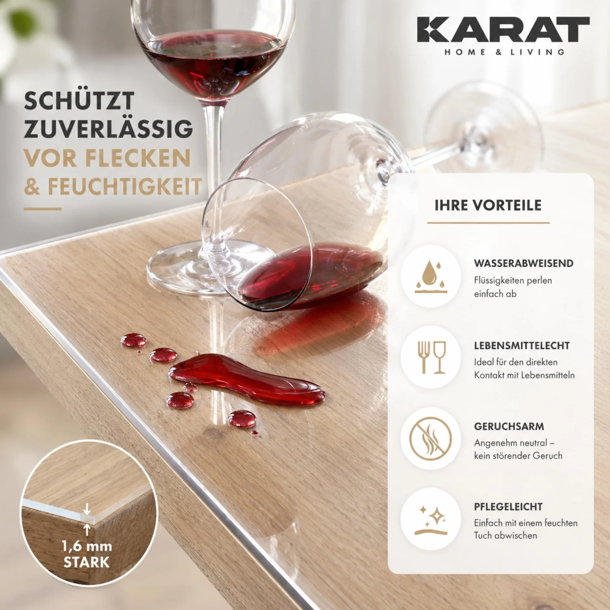 KARAT Protector de mesa transparente mate con borde biselado, mantel a medida, tamaño a elegir, lámina protectora mate, protector de mesa (Imperial, ancho 80 x largo: 160 cm)