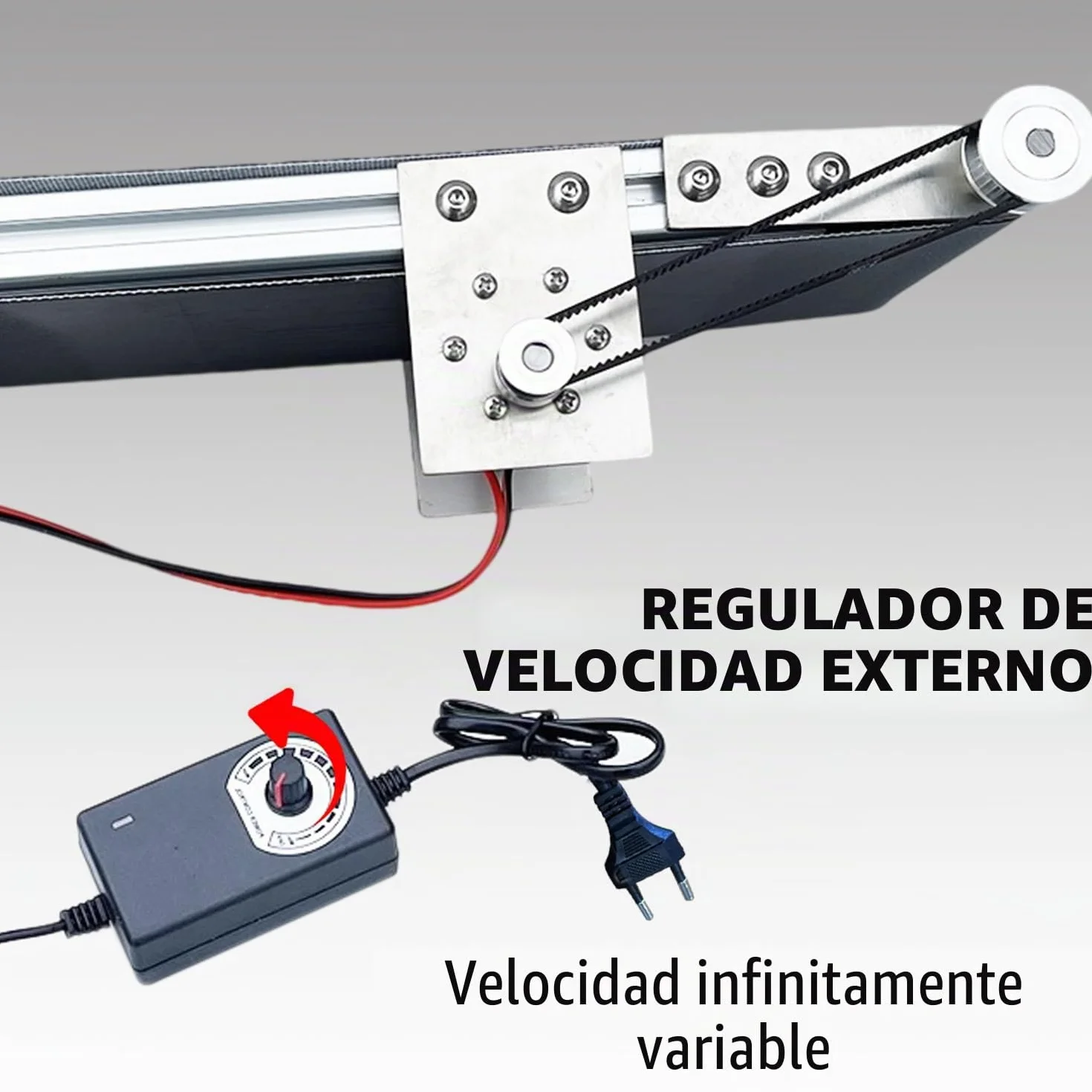 Mini transportador automático de acero inoxidable, DC 12 V, cinta transportadora eléctrica de escritorio velocidad ajustable, cinta transportadora automática con adaptador, adecuado para dispositivo