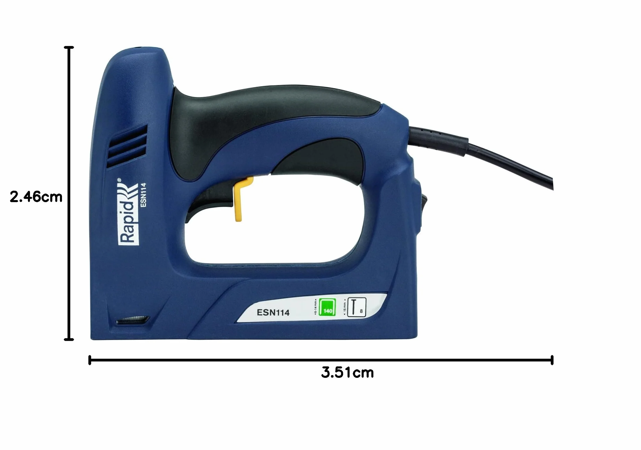 Rapid ESN114 Grapadora Eléctrica Inalámbrica para Madera Fina, Masonite, Cajas, Marcos Bricolaje y Manualidades para Grapas N.º 140 y Clavos N.º 8 (5000131)