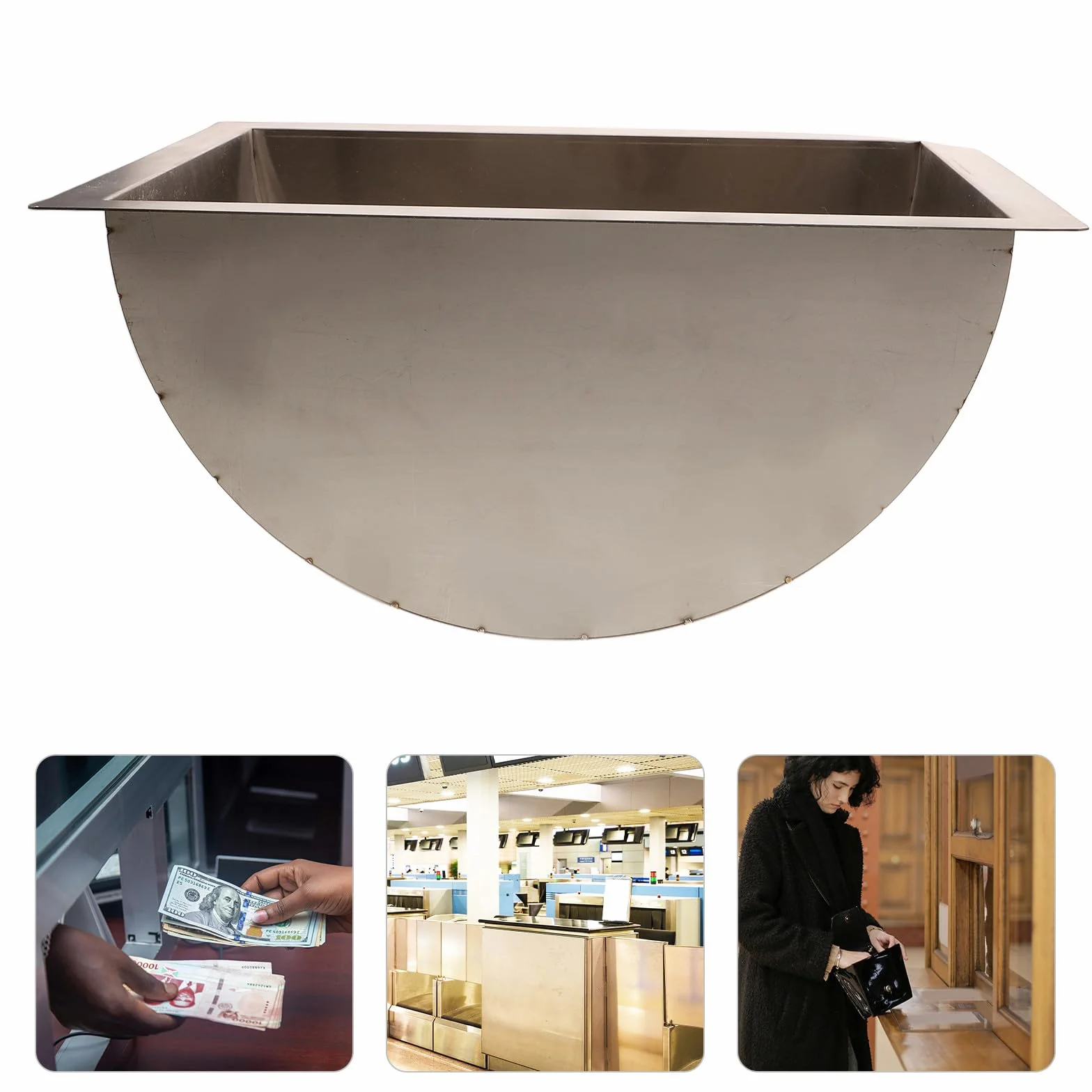 Abaodam Bandeja Organizadora de Dinero Diseño Ergonómico para Caja Registradora y Uso Versátil de Acero Inoxidable Adecuado para Ventanillas de Hospital y