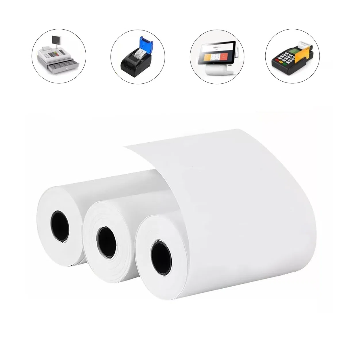 MERCURY TEXTIL- Rollos de Papel Térmico de 57x35x12mm para todos los TPV, Datafonos, Tickets e impresoras térmicas, Impresión Duradera y Clara sin Bisphenol-A (60 rollos)