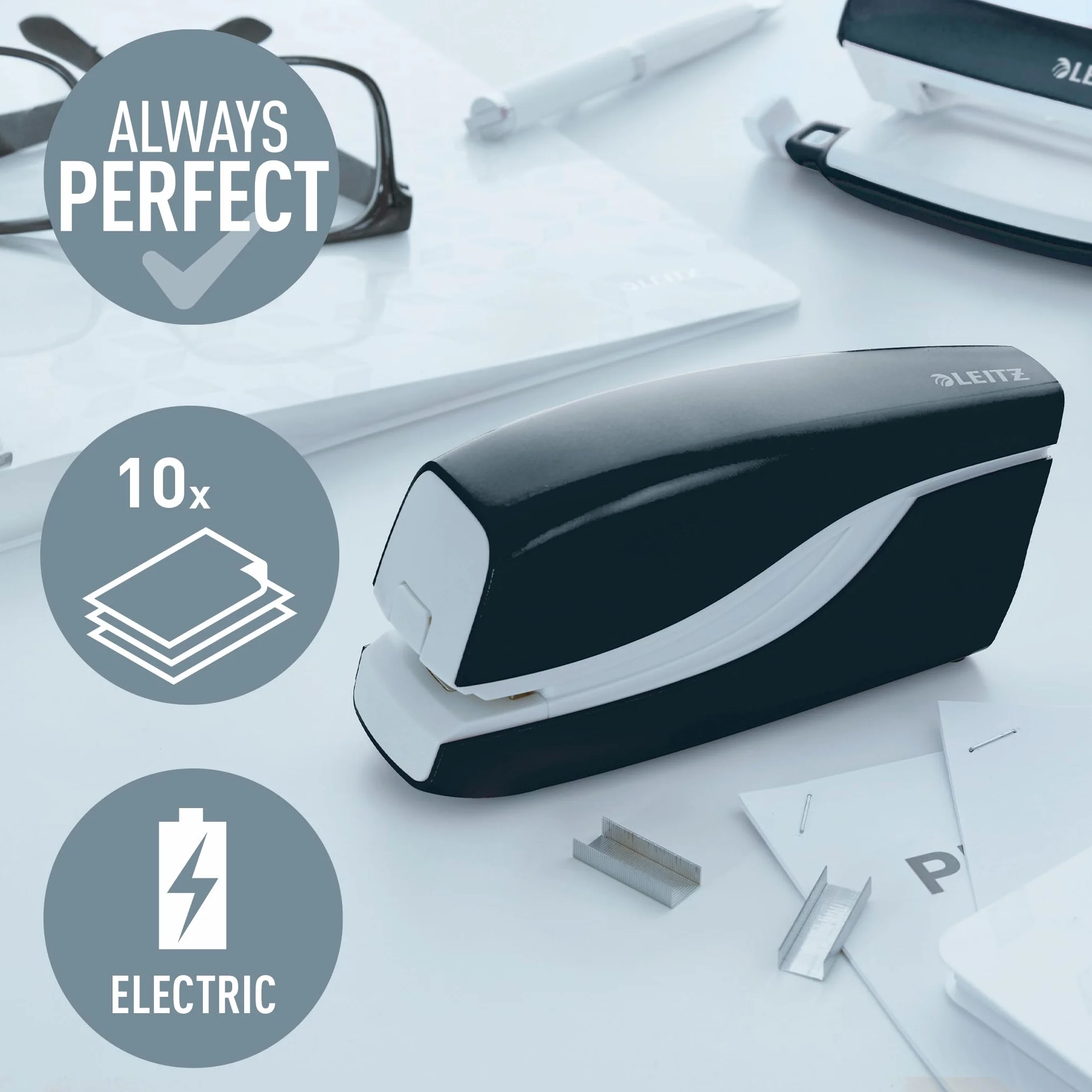 Leitz Stapler - Grapadora (funciona con pilas), color negro
