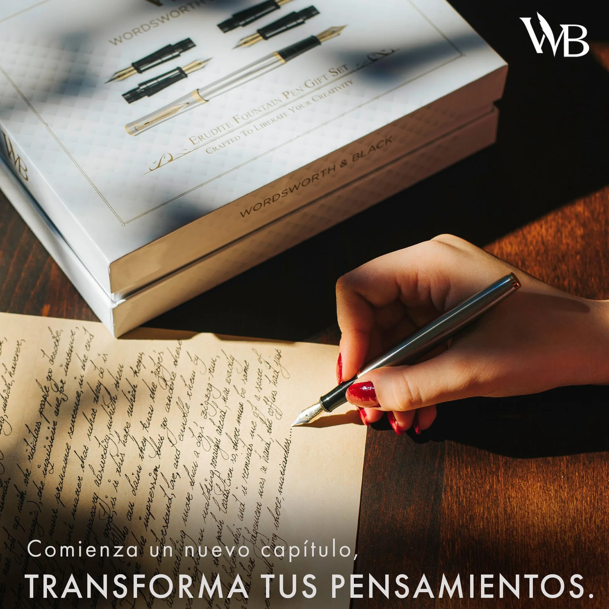 Wordsworth & Black Juego de regalo de pluma estilográfica, incluye botella de tinta y 6 cartuchos, 1 convertidor, 4 puntas de repuesto, paquete premium, diario, caligrafía
