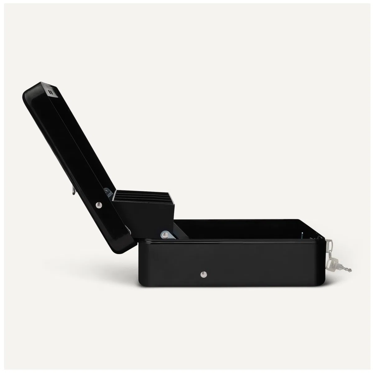 Amazon Basics - Caja para dinero con llave de cierre y bandeja para dinero, 9 x 30 x 24 cm, negro