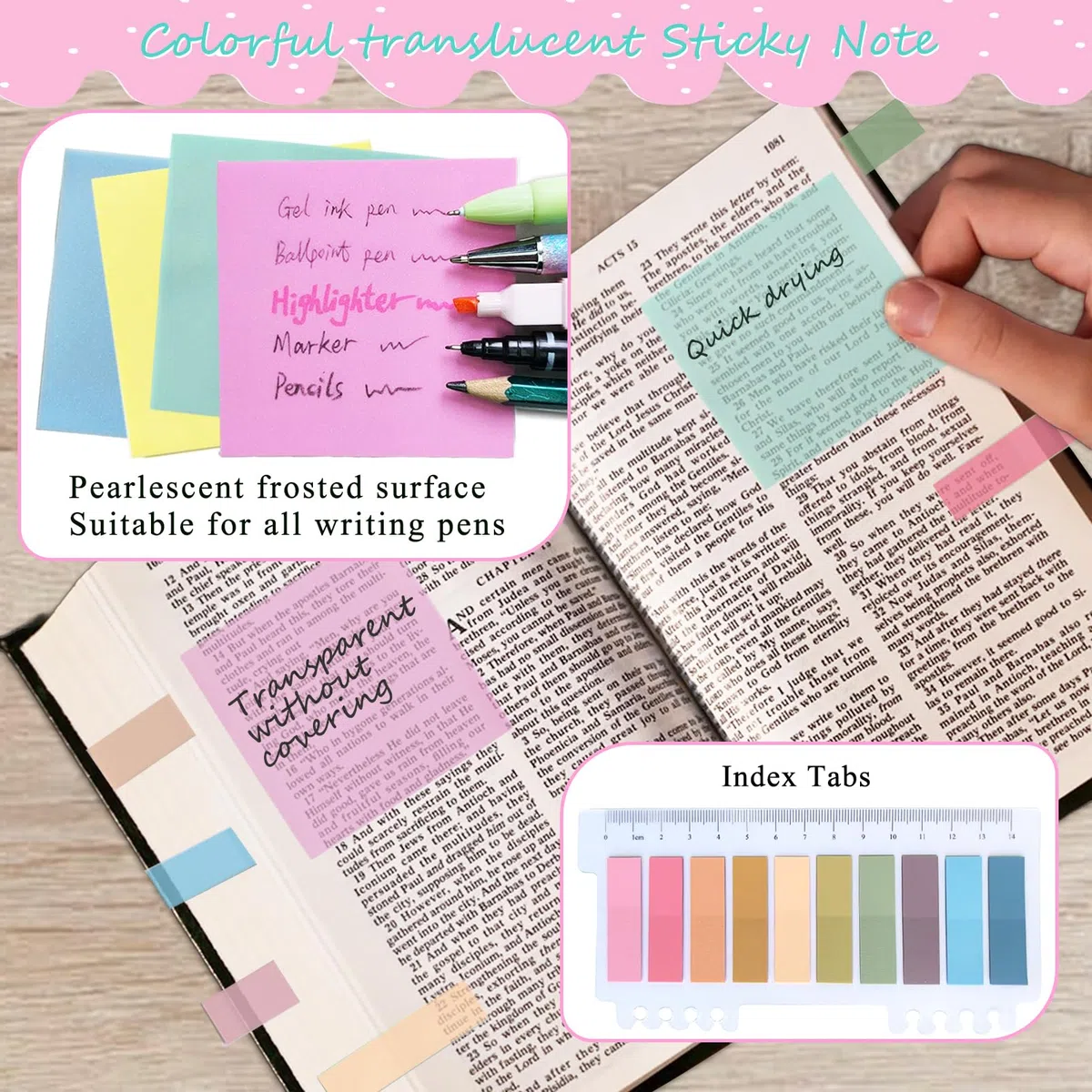 Kit de diario bíblico para mujeres, accesorios esenciales de estudio para estudiantes escolares con estuche para bolígrafo, cuaderno de diario de la Biblia, resaltadores y bolígrafos sin sangrado,