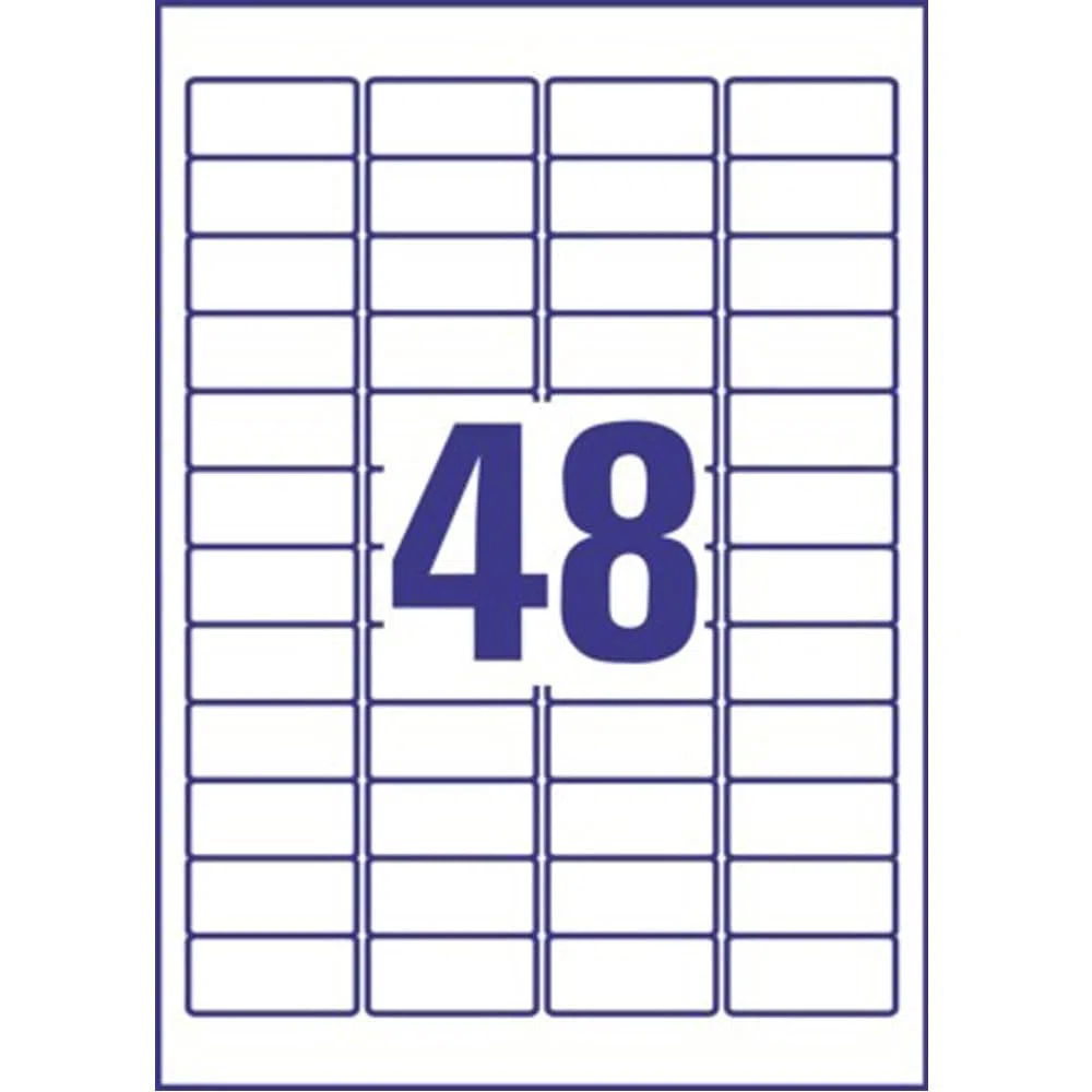 Avery España L4778-20 -Etiquetas blancas resistentes intemperie y agua,45,7x21,2 m, Caja de 960 etiquetas