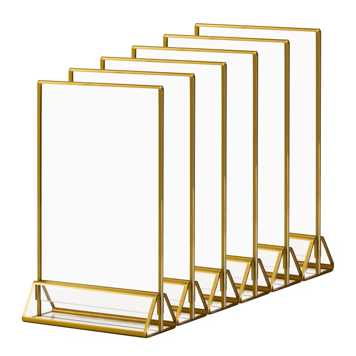 6 Piezas Menu Soporte con Borde Dorado,Soporte de Póster de Doble Cara,Soportes de números de Mesa de acrílico Dorado,para Restaurante,Menú,Foto o Anuncio