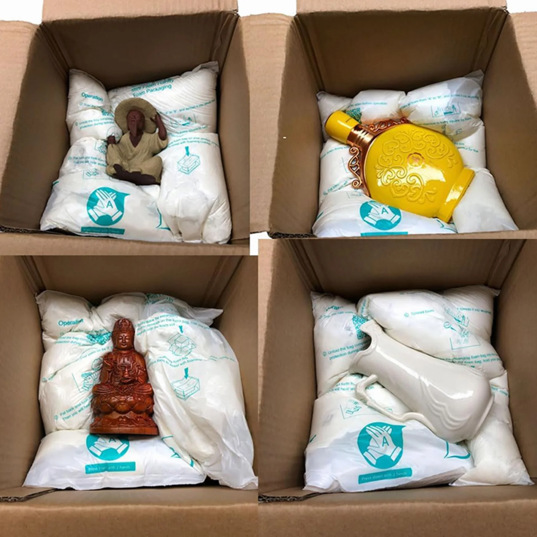 Bolsas de embalaje de espuma expandible 8 piezas de espuma de embalaje de absorción de impactos paquete instantáneo rell