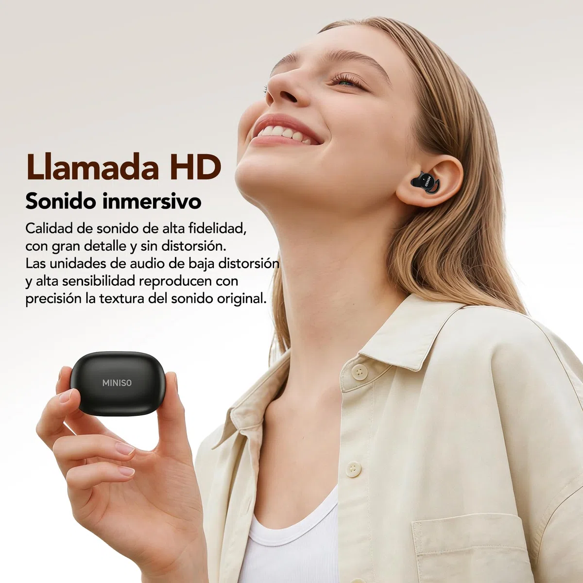 MINISO MS217 Auriculares para Dormir, Auriculares Traductor en Tiempo Real | 165 idiomas con APP, Cancelación de Ruido, Bluetooth 6.0 & 48h Autonomía, Almohadillas Suaves para Viajes, Trabajo y Dormir