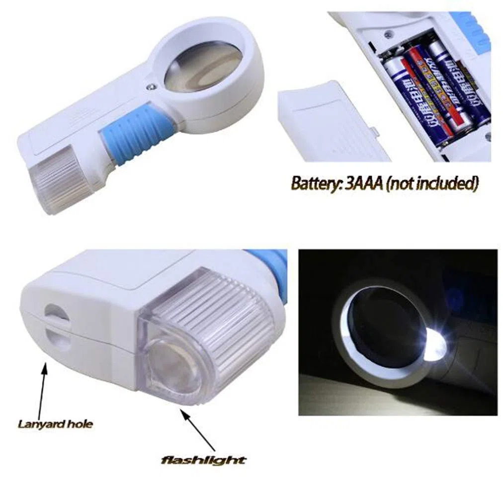 Lupa, Lupa con Lupa de 5 x 20 x y Lupa de Mano con luz LED para Libros, joyería, Examen de Monedas, Tarjetas, periódicos/a/- Safehappy