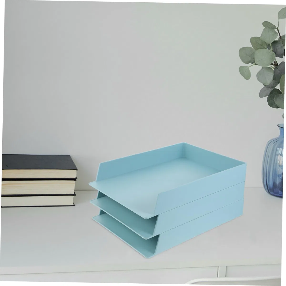 Tofficu Caja de Almacenamiento de Archivos Decoracion Colegio A4 Apilable | Abs Verde, Gran Capacidad y Diseño Ligero, Uso en Oficina y Dormitorio, Paquete de 3 Piezas