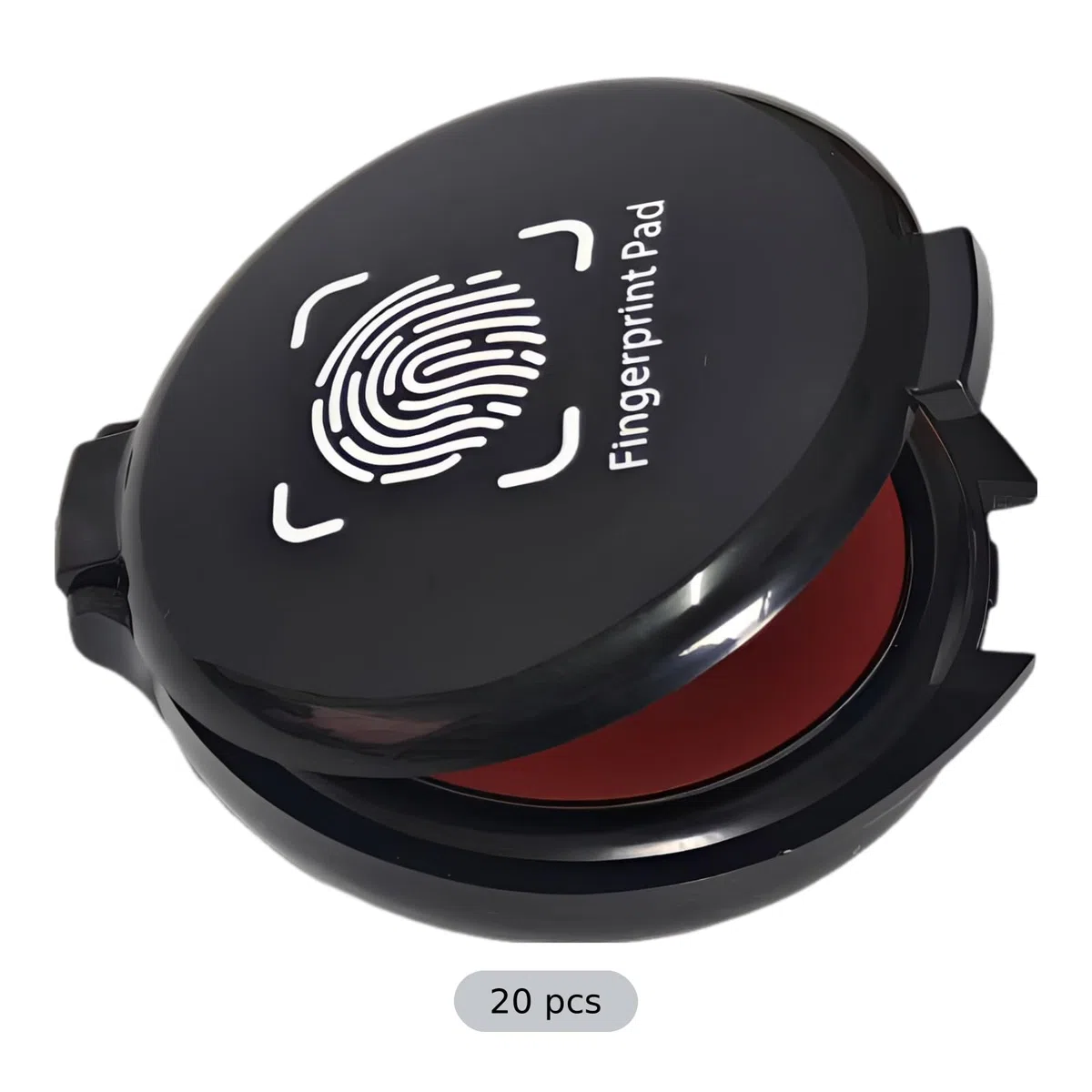 Juego de 20 almohadillas de tinta para huellas dactilares, redondas de 1.9 pulgadas con impresiones rojas claras, almohadillas de sello portátiles para huellas dactilares, suministros notariales