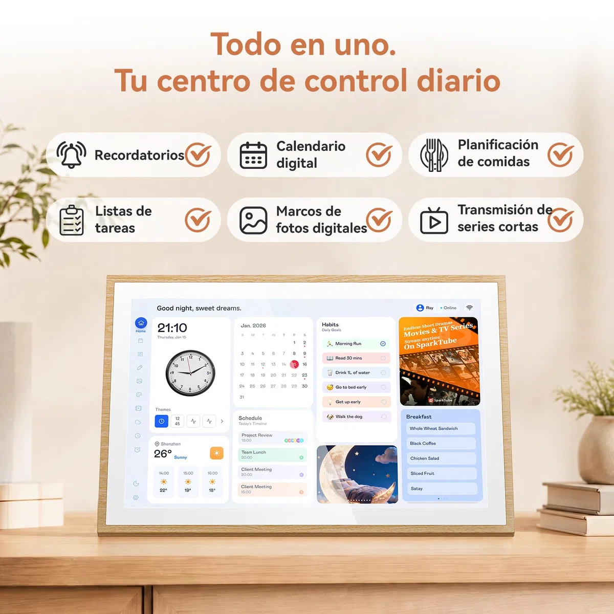 Blackview Calendario Digital 10,1" para Hogar y Oficina – Organizador Familiar Multifunción con Reloj, Planificación Semanal y Mensual, Inicio Completo y Agenda, Sync iCloud/Google/DK Calendar