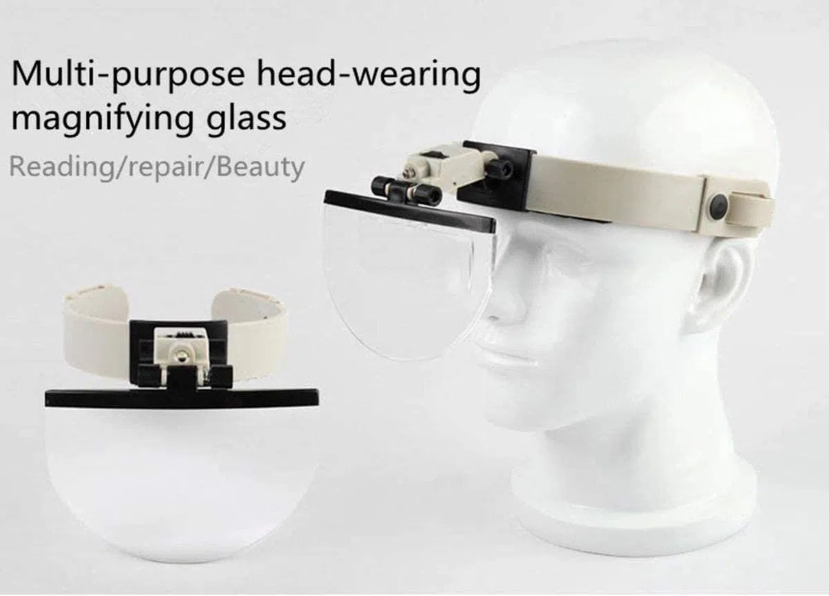 Lupa con Cabeza de Lupa con luz LED, Herramienta de identificación de Grabado para reparación de Lectura de Diadema de Anciano, Lupa de Manos Libres con Lentes HD de 1.5X 2X 2.5X 3.5X