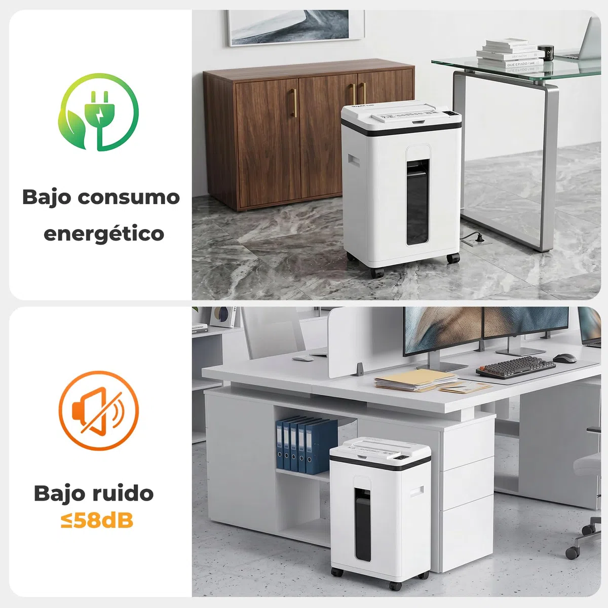 Trituradora de Papel con Alimentación Automática, 40 min Continuo, Nivel P-5, Destructora Eléctrica, Papelera 22L, para Oficina/Casa/Industrial/Hogar