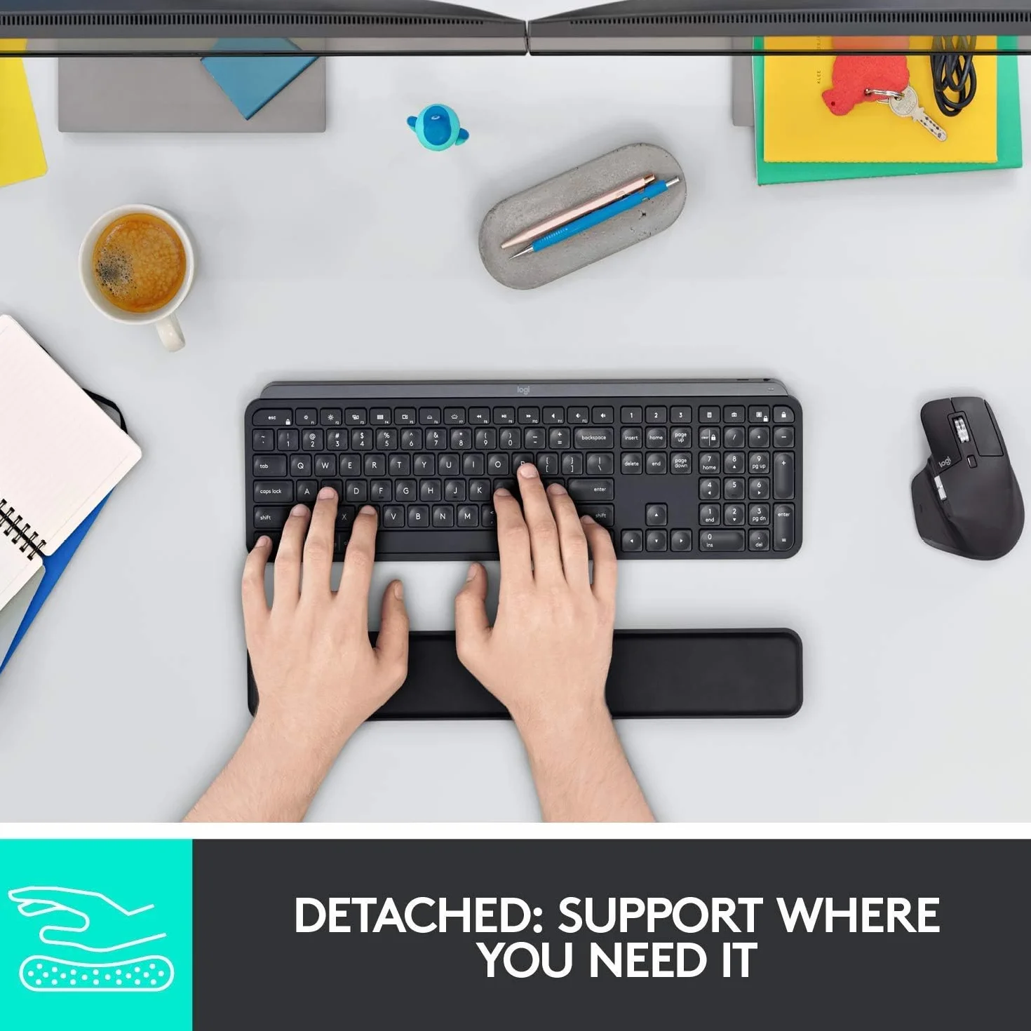 Logitech MX Palm Rest Soporte Premium Antideslizante para MX Keys, Negro