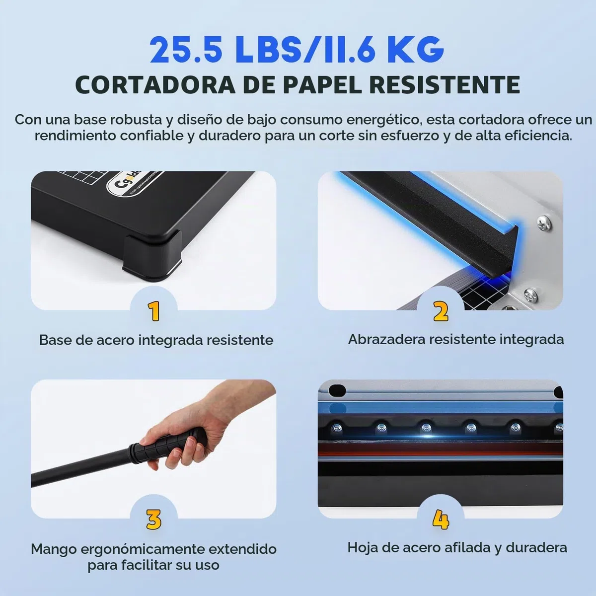 CGOLDENWALL Guillotina de Papel Profesional A4, Corte para 400 Hojas | Posicionamiento mediante Línea Roja, Cuchilla HSS para 4 cm de Grosor de Corte Máx., para Oficina, Producción, Cuero y Tela