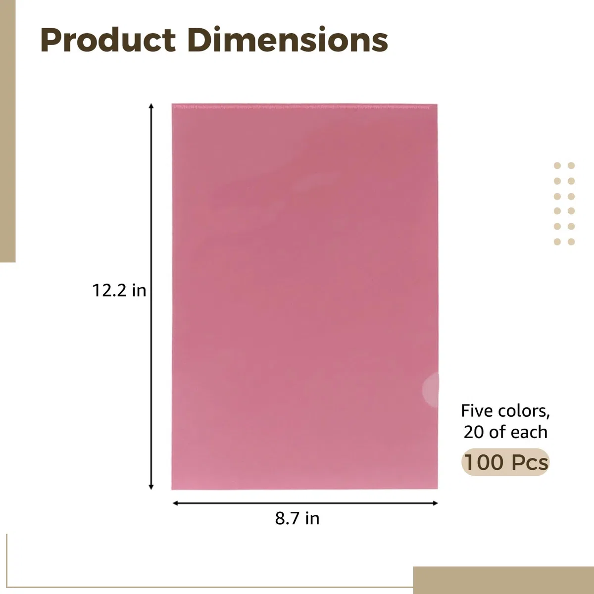 100 fundas de plástico A4 para documentos, fundas transparentes de colores, fundas para documentos de tamaño carta, 14 mil PP, forma de L para páginas individuales, rojo, amarillo, azul, verde