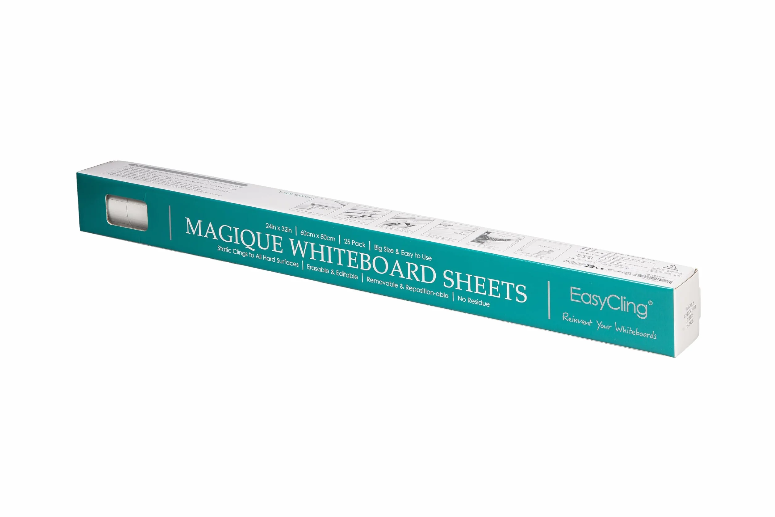 Magique - Pizarra blanca para todas las superficies duras, 25 hojas, 60 cm x 80 cm