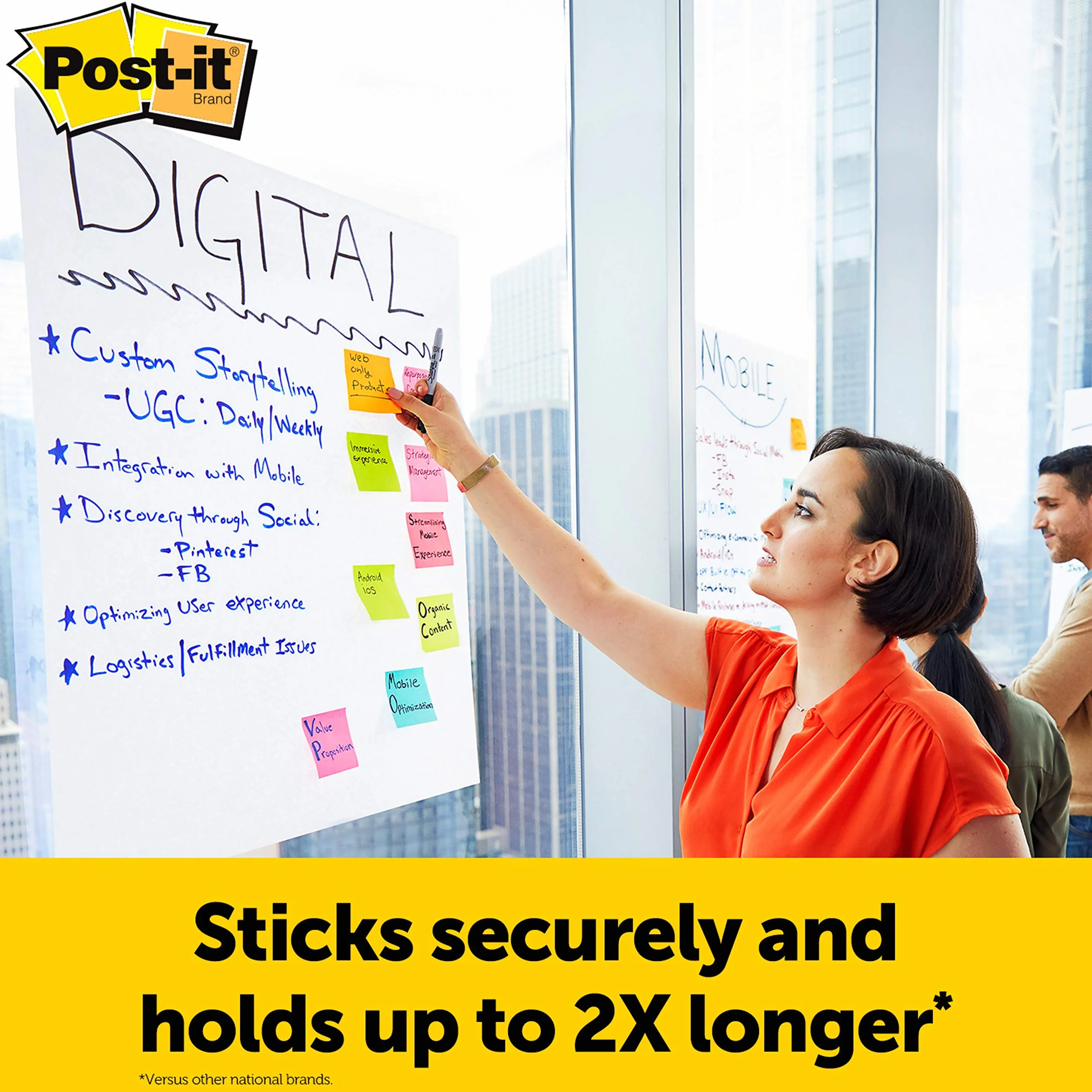 Post-It Super Sticky Notas para Reuniones, Paquete de 1 Bloc de Notas, con 20 Hojas, 584x508 mm, Color Blanco, Para Compartir Ideas y Presentar Visualmente