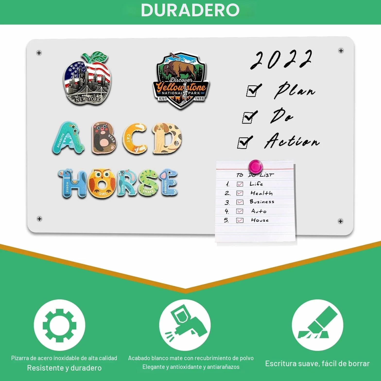 Placa Magnética para Imanes, Tablero Magnético Grande Pared, Pizarra Adhesiva (Blanco - 2 Paquetes)