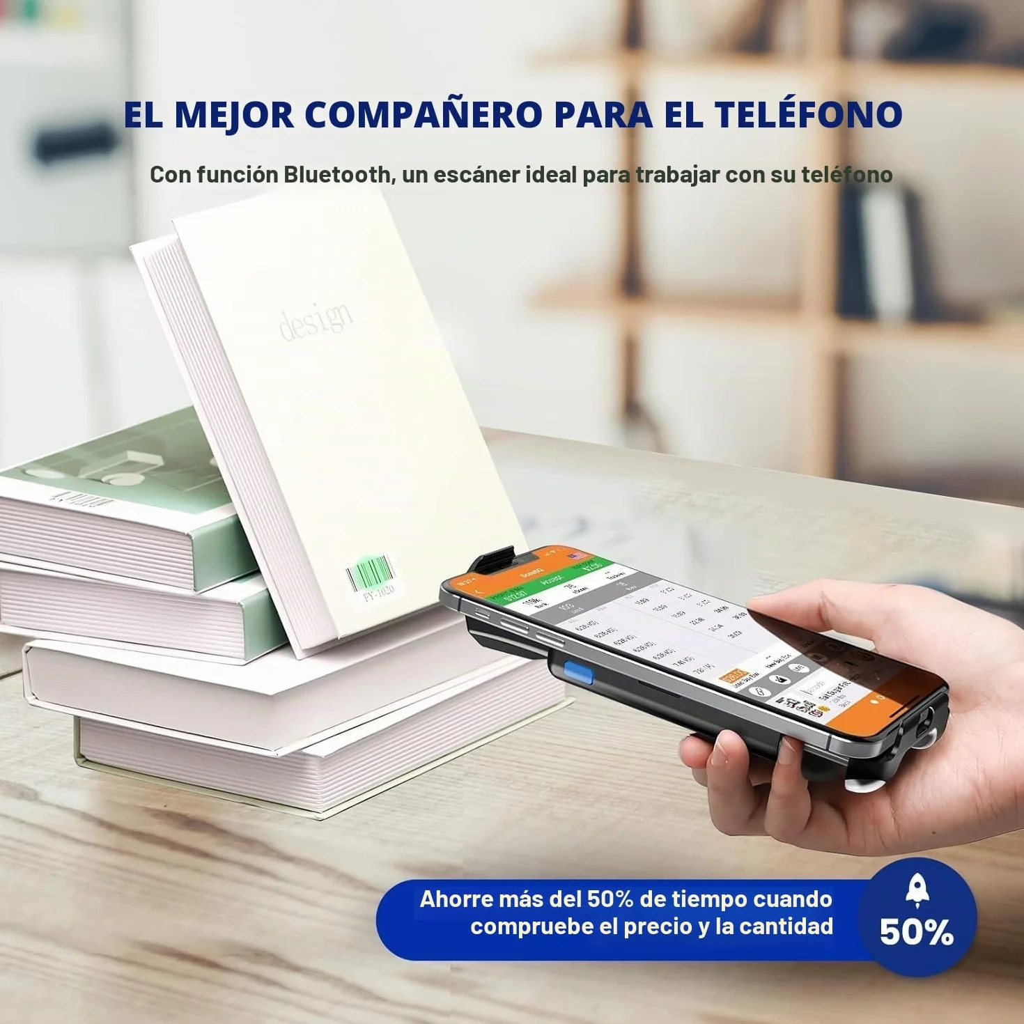 Eyoyo 2D Backclip Bluetooth Barcode Scanner, Lector de código de Barras para teléfono con Clip Trasero, escáner de código inalámbrico QR 1D con batería de 1600 mAh Compatible con Android, iOS, iPhone