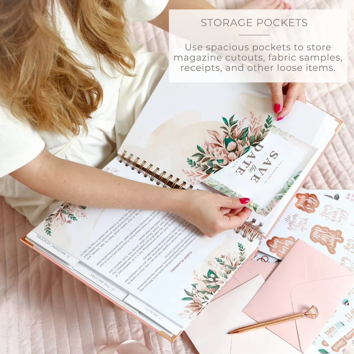 Clever Fox Planificador de boda, organizador de cuadernos para novia, carpeta de planificación de boda con bolsillos, regalo de compromiso, 10 x 11 pulgadas (rosa claro)