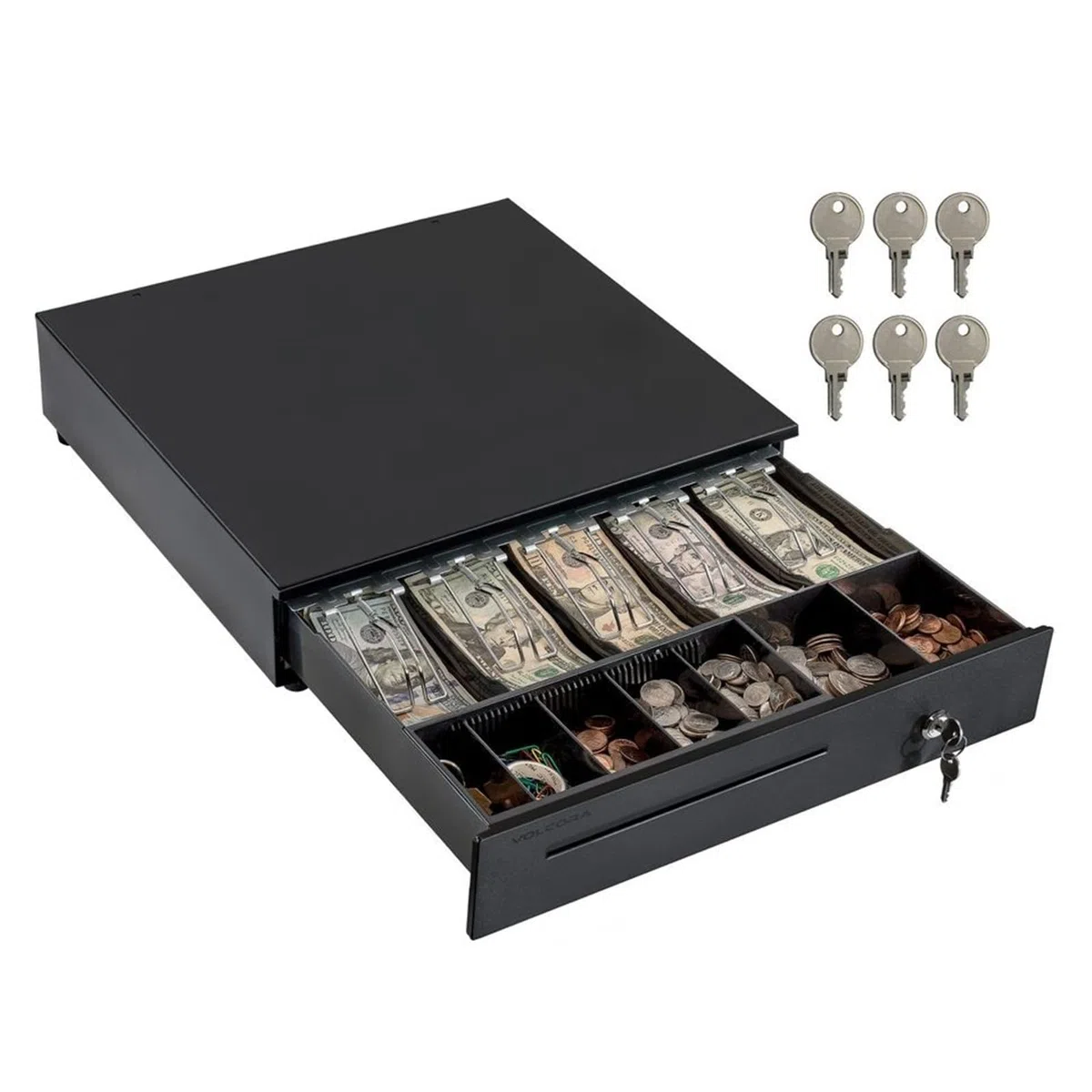 Caja registradora, Cajón de Caja registradora for Sistema POS Punto Venta, 5 Billetes, 7 Monedas, 16 con Ranuras Ajustables, RJ11 RJ12