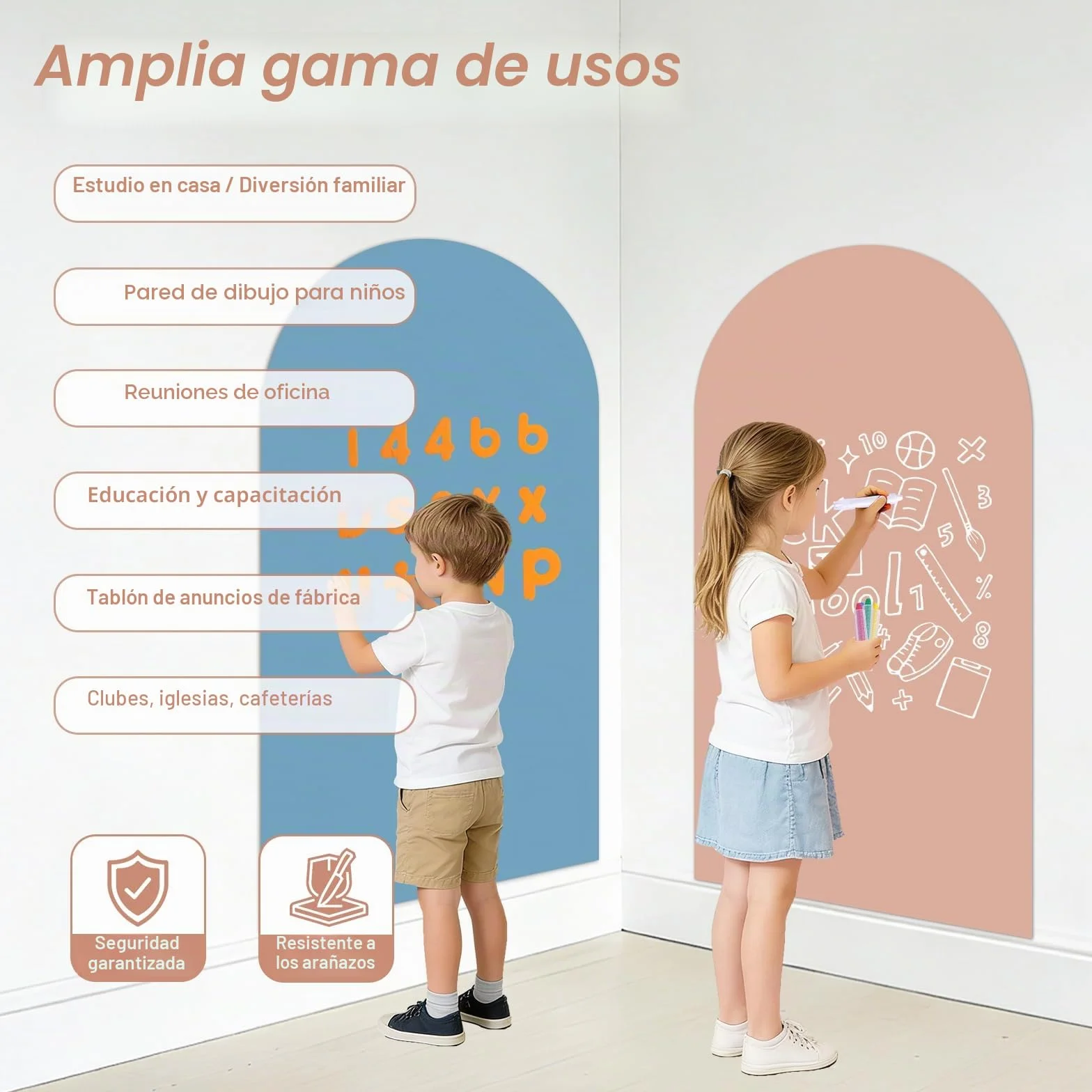 Pizarra Magnética Adhesiva de Pared 80 x 40 cm – Pizarra Negra Borrable en Seco con Tizas, Imanes y Paño (Rosado)