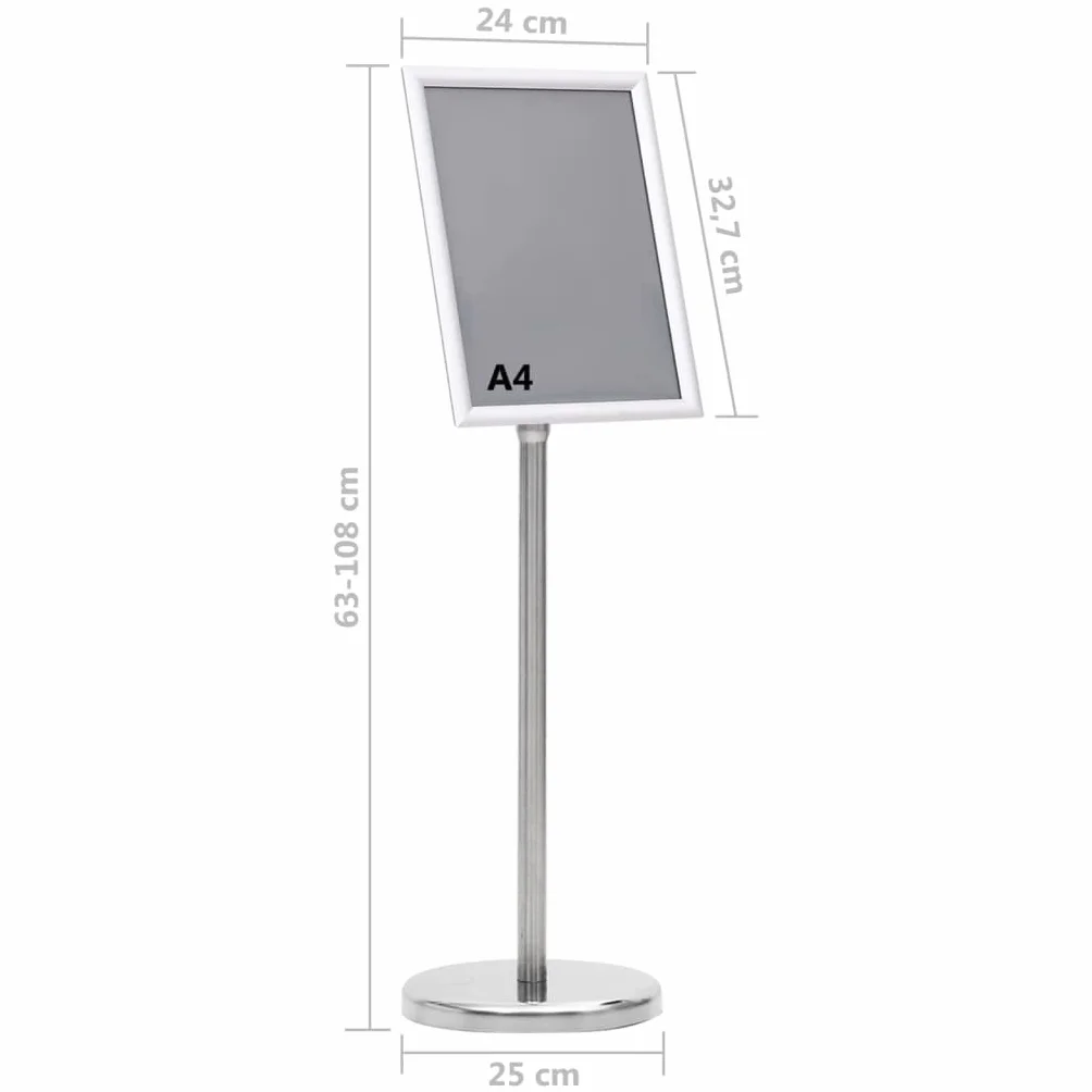 vidaXL Soporte de Pie para Carteles A4 Aleación de Aluminio Plateado