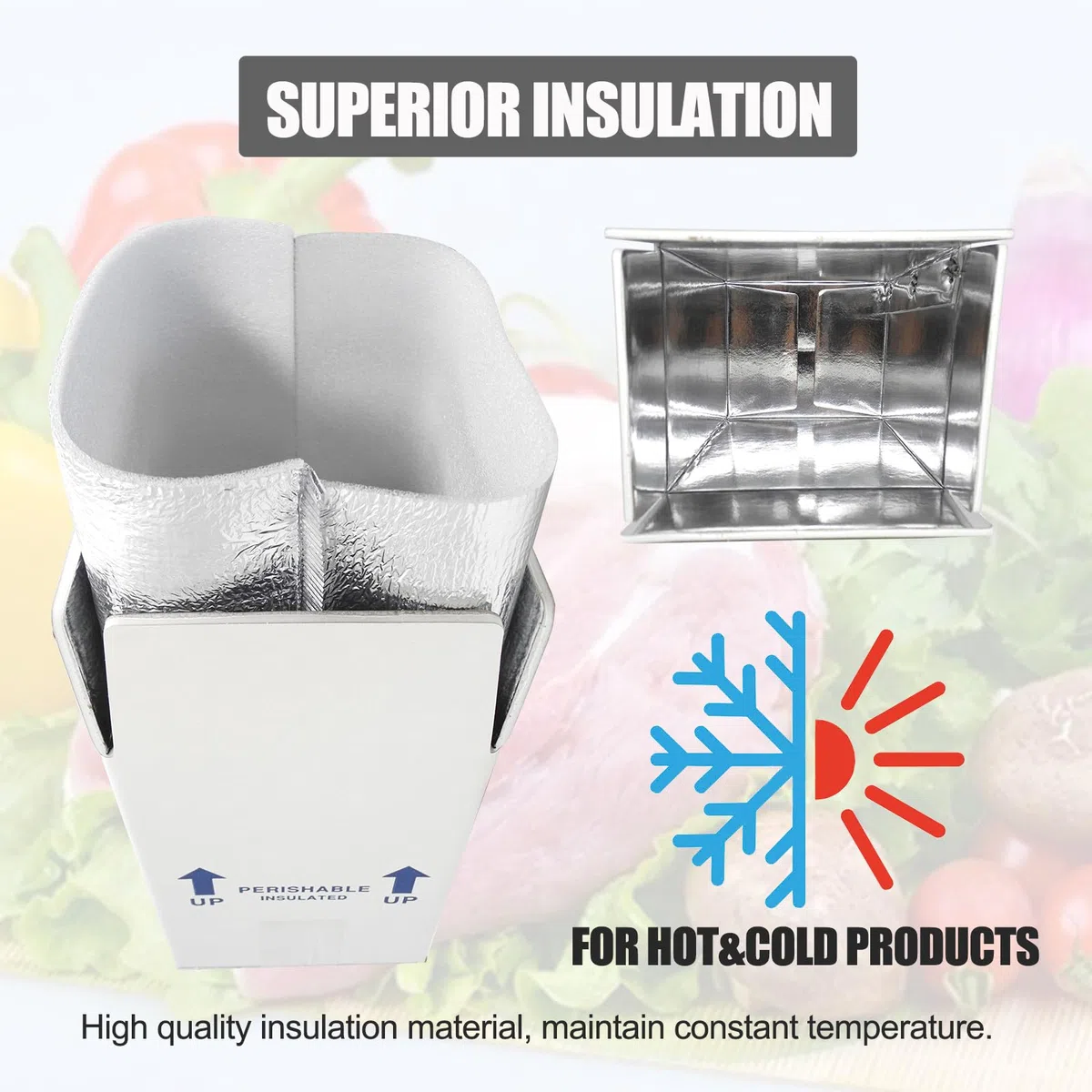 Cajas aisladas de 19 x 12 x 16 pulgadas para envío de alimentos congelados, paquete de 4 cajas de cartón de doble aislamiento con forro de aluminio aislado, embalaje perecedero reutilizable