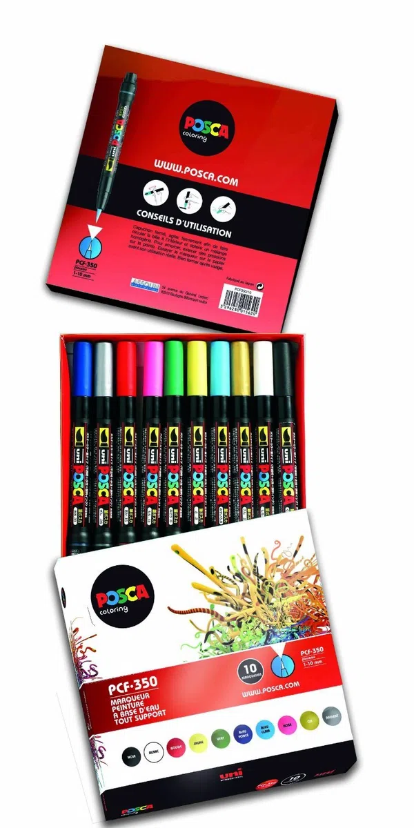 Posca PCF-350 - Paquete de 10 subrayadores, multicolor , color/modelo surtido