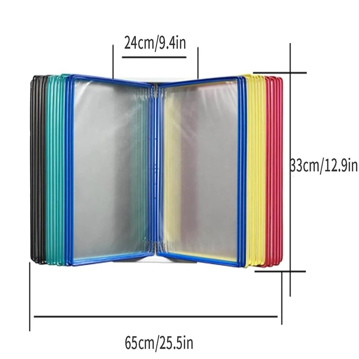 carpeta con páginas que se pasan, Metal y PVC 30 bolsillos expositores, tamaño carta, organizador de referencia escritorio oficina, estante almacenamiento