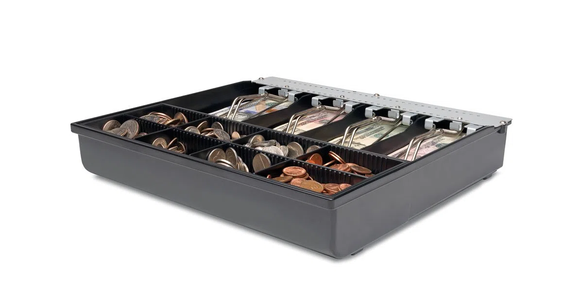 Safescan 3540T Gaveta ajustable para el cajón portamonedas - Gaveta de la caja dinero con 4 apartados para billetes y 8 para monedas - Compatible con el cajón portamonedas Safescan SD-3540
